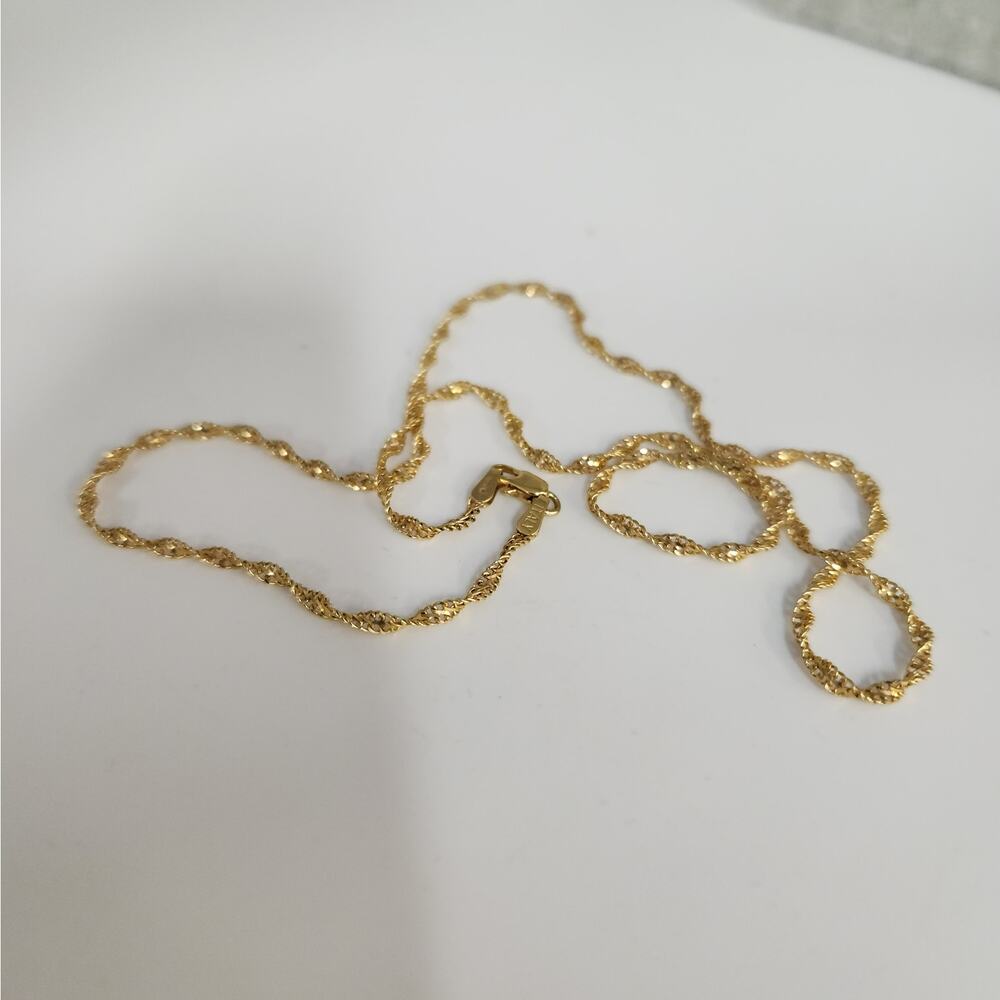 14k Yellow Gold Diamond-Cut Rope Chain Necklace Twisted Textured Design 18" - Picture 6 of 8